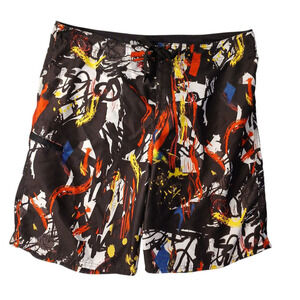 Waimea Board Shorts Mens Sz 36 Black Graffiti Paint Color Splash Art Swim Trunks
